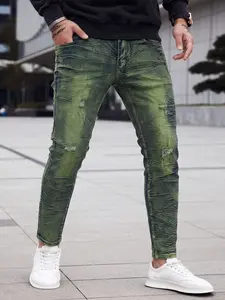 High-End Men's Trendy Jeans, Multi-Process Fashionable Style, Comfortable Daily Wear, Slim-Fitting, All Seasons