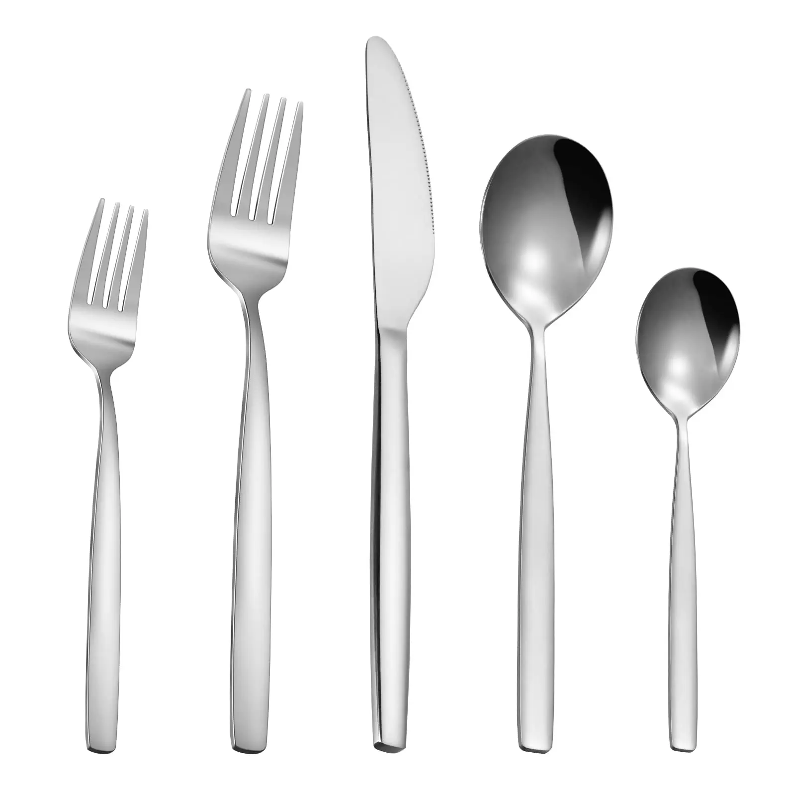 GAOMON 30-Piece Stainless Steel Flatware Set for 6, Includes Forks, Knives, and Spoons, Available in Silver and Gold Finishes with Modern Mirror Finish Design, Dishwasher Safe, Perfect for Home and Office Use