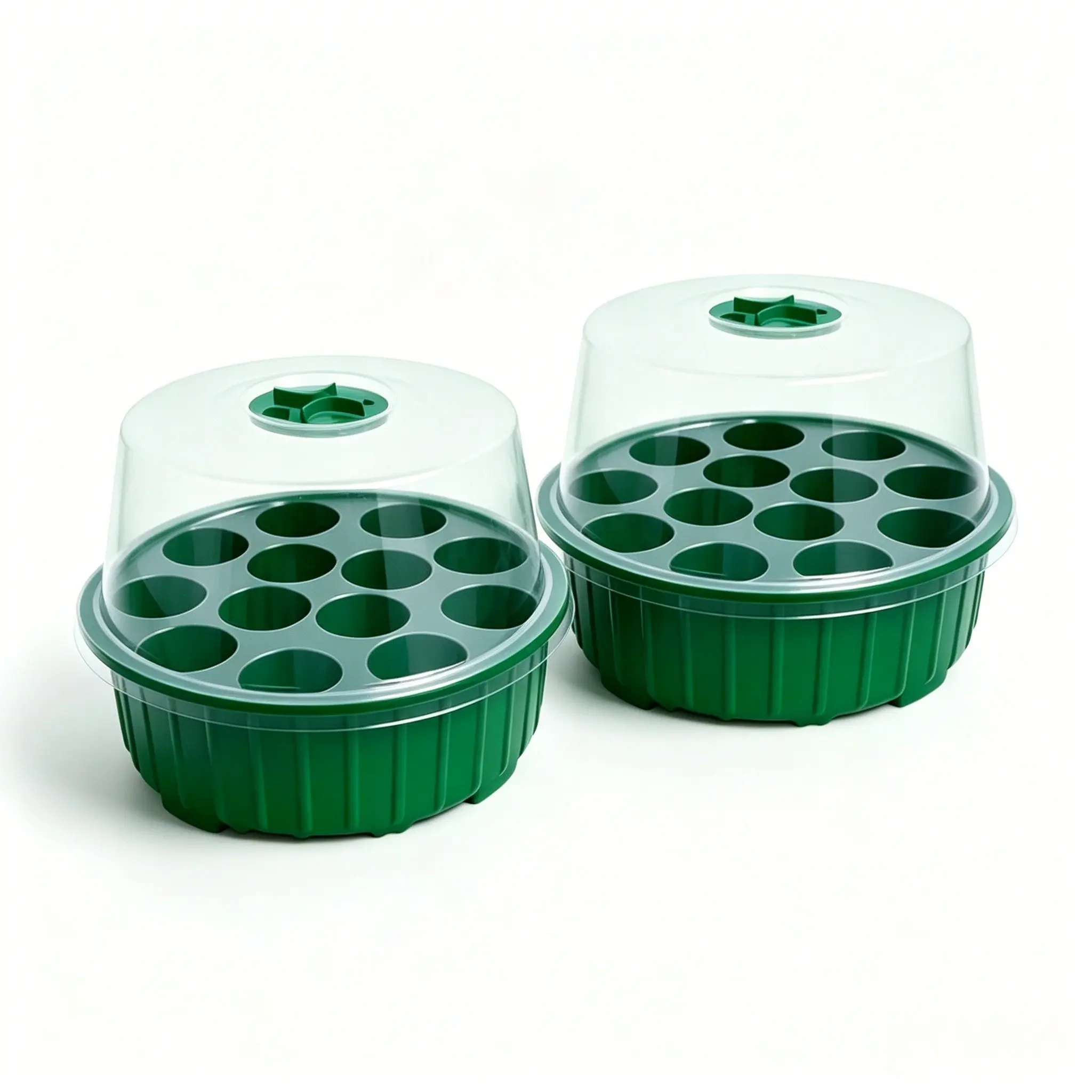 2-Pack 3-Piece (Seedling Tray + Transparent Cover + Tray) 13-Hole Round Seedling Tray, Plant & Hydroponic Seedling Tray (Suitable for Flowers And Vegetables), Propagation Kit, Gardening Supplies