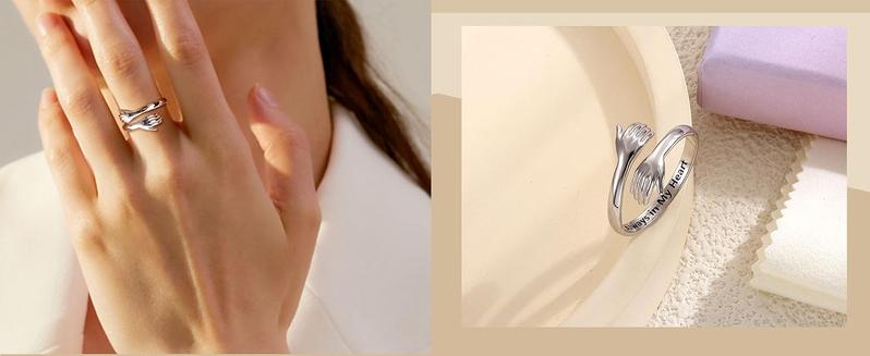 Sanfenly Silver Hug Ring for Women Men Adjustable Hugging Hands Open Love Promise Friendship Wedding Ring Sanfenly Silver Hug Ring for Women Men Adjustable Hugging Hands Open Love Promise Friendship Wedding Ring