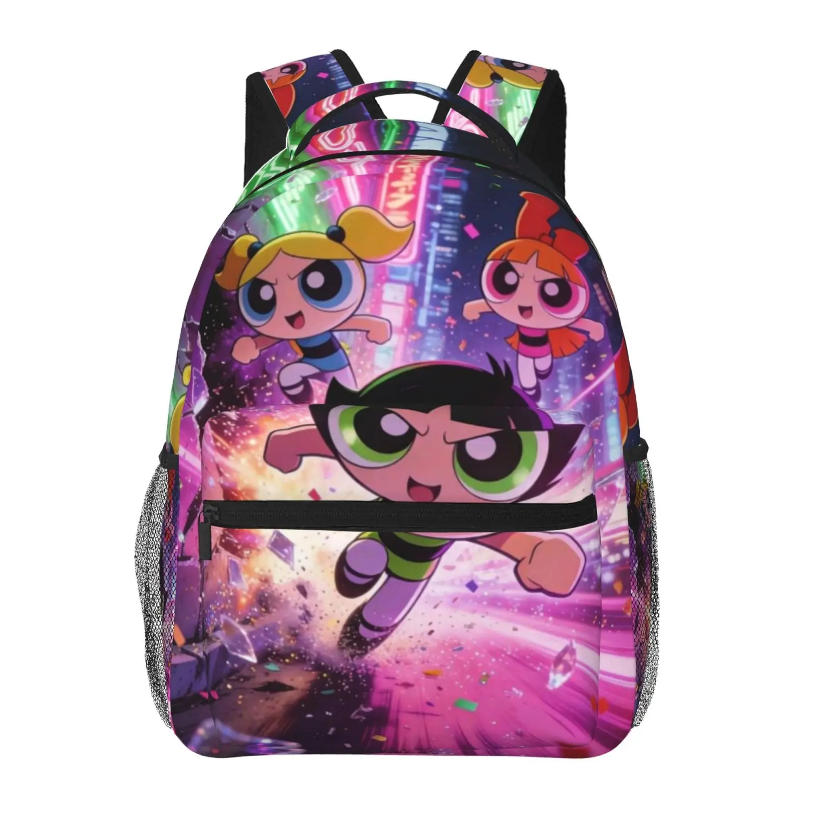Kids backpack, The Powerpuff Girls2 School bag, Cute Cartoon Backpacks for girls boys, Adjustable Straps Bookbag for Office Travel Bag