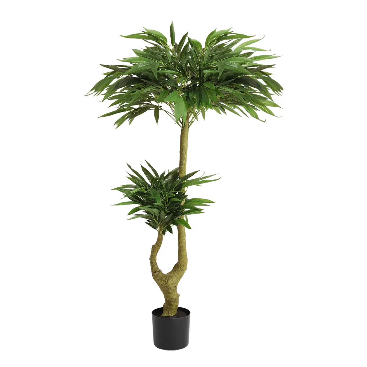 5FT Artificial Willow Tree, Tall Faux Potted Green Plant with Black Plastic Planter, Interlocking Root Structure Thermoplastic Leaves, Fake Silk Tree for Indoor Home Office Living Room Bedroom Decor, 1 Piece per Set