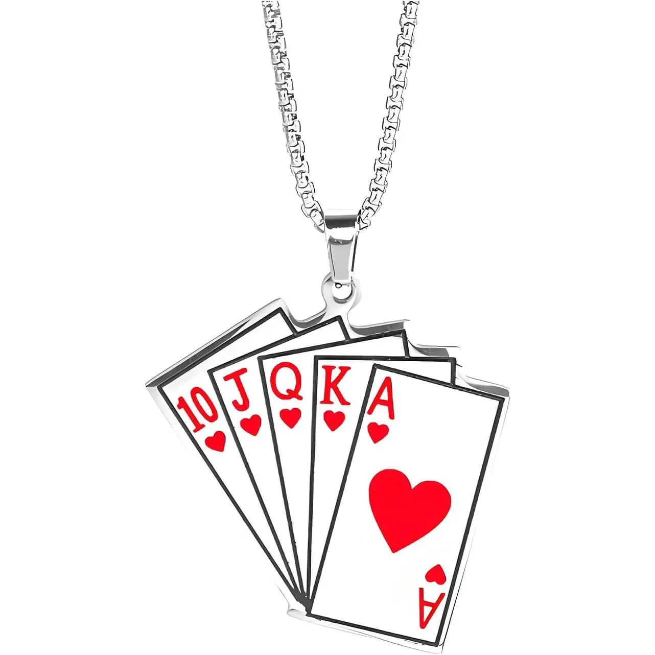 Playing Card Necklace Earring Set for Women   Punk Steel  Luck Rock   Hop Unisex