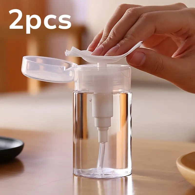 2pcs 200ml pump dispensers, empty press bottles, makeup remover refill bottles, nail polish remover pump bottles, reusable travel bottles - suitable for nail polish remover, alcohol, toner, lightweight and portable, perfect for travel