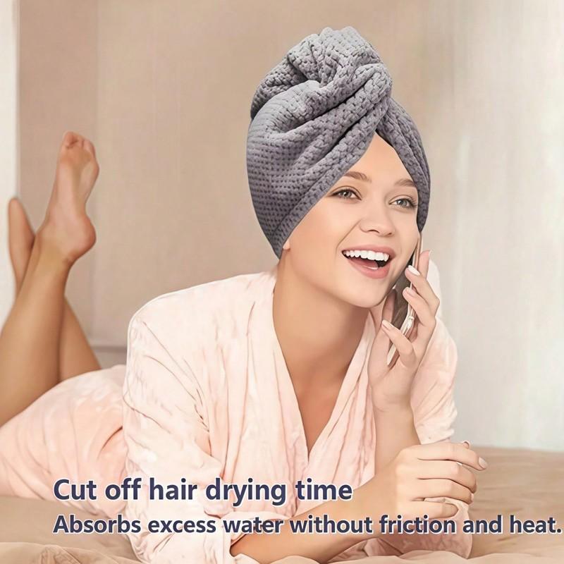 2-Pack Microfiber Hair Drying Towels for Women, Super Absorbent Quick-Drying Towels for All Hair Types, Anti-Frizz, Button Hair Drying Towels, Bathroom Towel Set