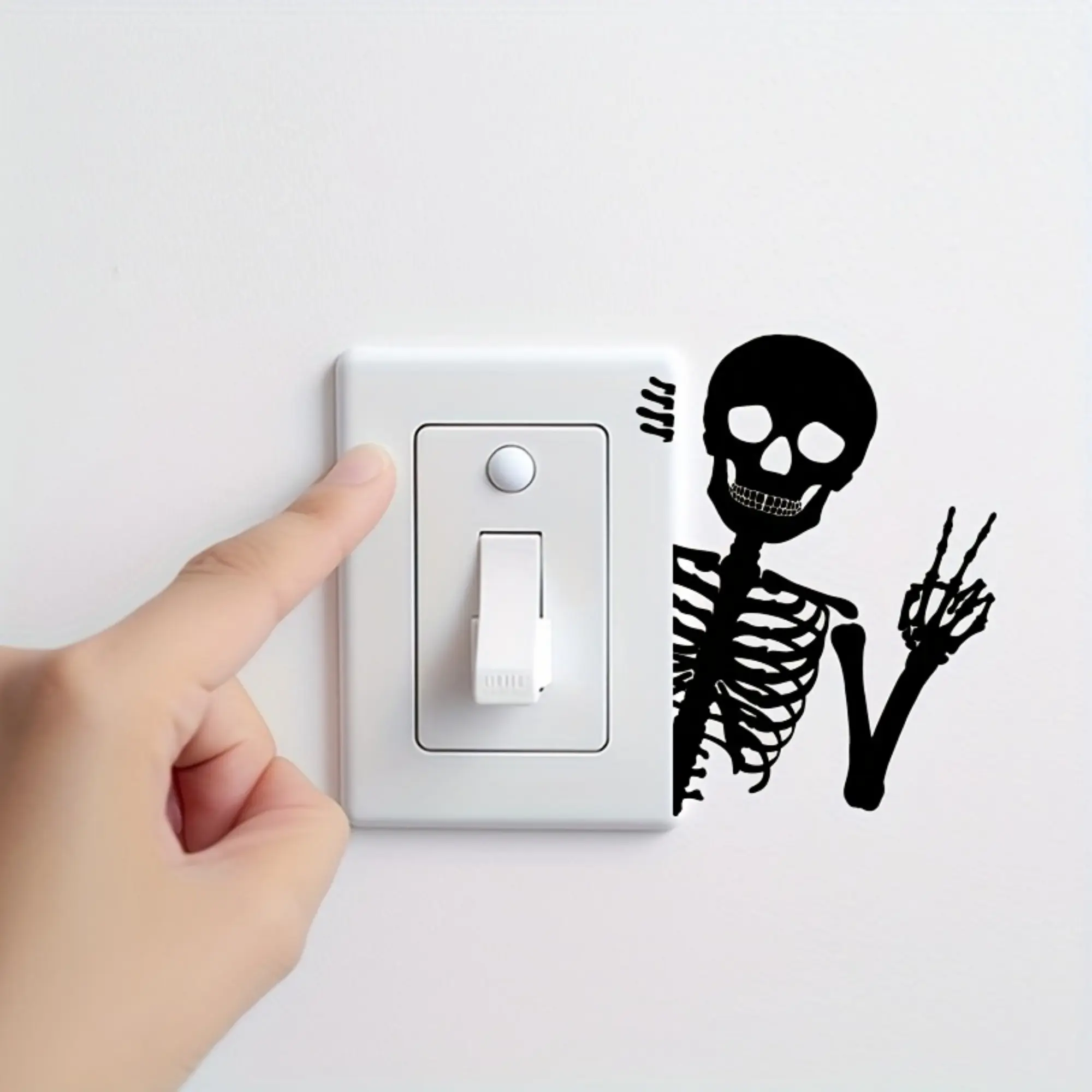Halloween Skull Funny Switch Sticker‑Spooky Light Switch Decor, Self‑Adhesive Gothic Wallpaper‑Style Decoration for Halloween Parties, Homes and Offices‑Easy to Apply and Remove Without Damage‑Ideal for Decorating Light Switches and Sockets