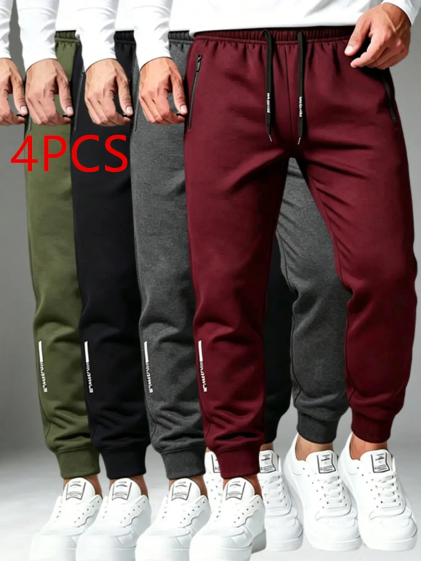 Four-season suitable, men's zippered pocket jogger pants, elastic loose gym workout pants with drawstring for sports and daily wear