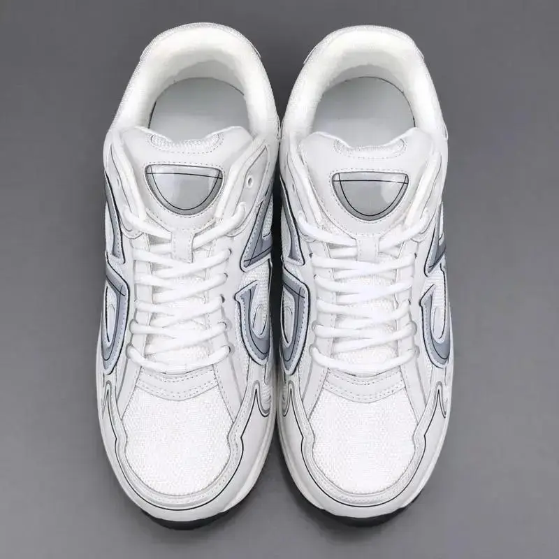 White Grey Retro Mesh Running Sneakers | Unisex Classic Casual Chunky Shoes For Daily Walking & Streetwear