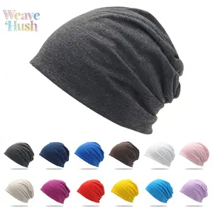 New Solid Color Double Layer Beanie Hat, Thin Stretchy Multi-layer Cuff Slouchy Skull Cap, Soft Wrap Maternity Hospital Confinement Night Cap, Versatile Lightweight Headwear for Daily Sleep, Indoor Rest & Light Cold Weather Wear