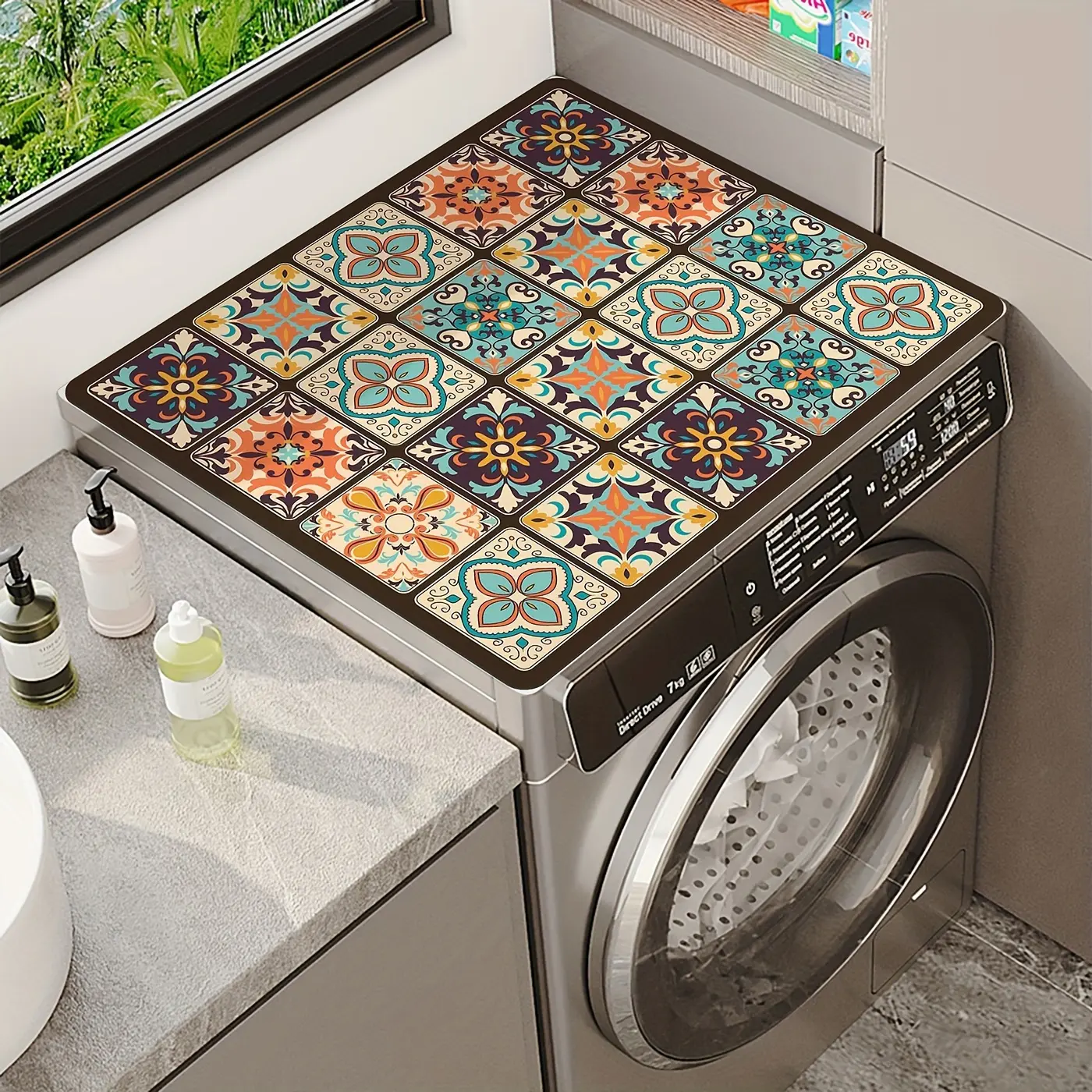 1pc super absorbent anti slip pad washing machine pad 23.62x19.69 inch heavy-duty floor protector, suitable for laundry room kitchen table mats, quick drying bathroom carpets, anti slip shock absorbers with odor control design