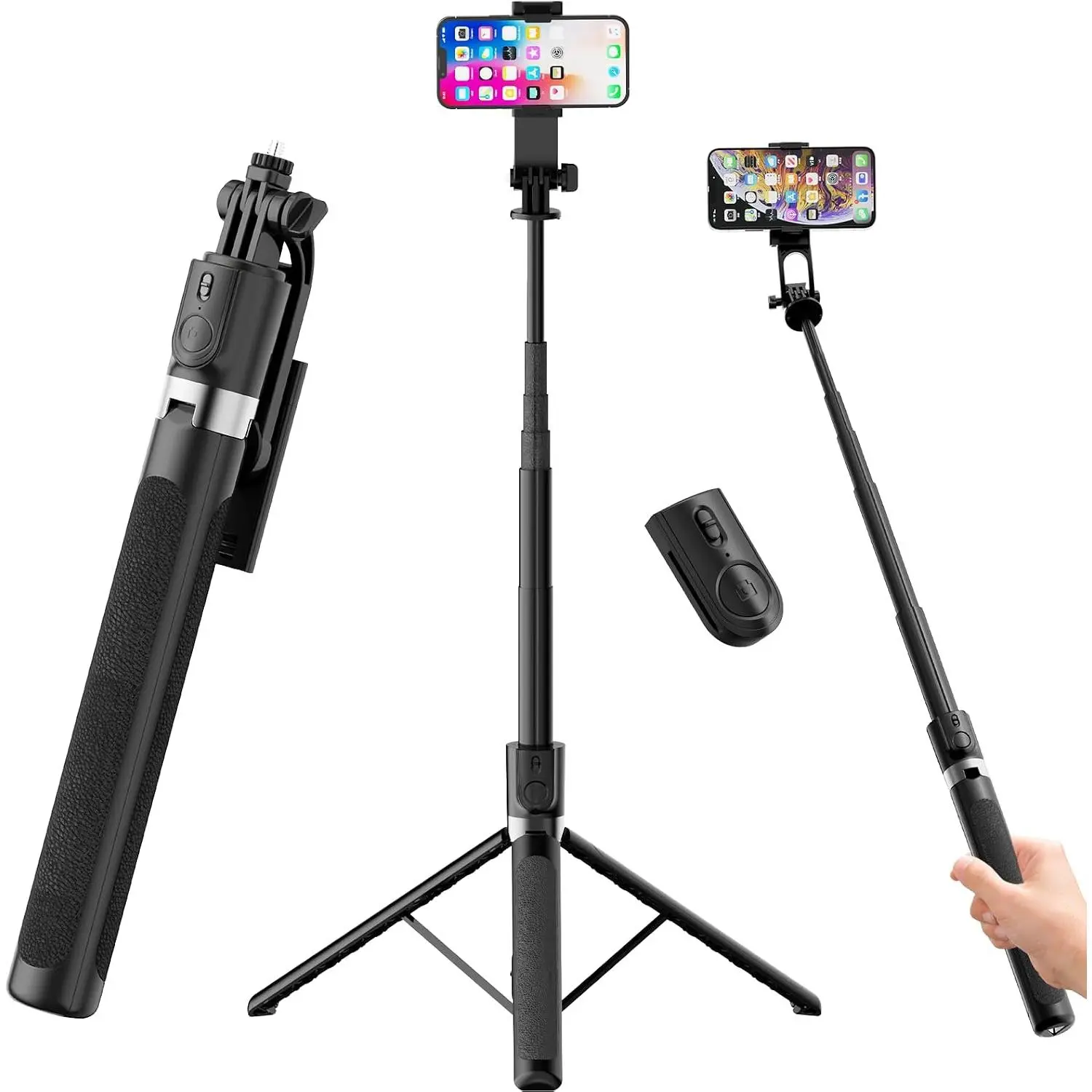 71-Inch Extendable Phone Tripod and Selfie Stick with  Remote, 360° Rotating Holder, Portable Travel Tripod Stand for , Android and Action Cameras
