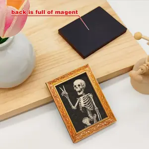 1PCS Skull Hand Gesture Fridge Magnet – Vintage Wood Frame, Strong Hold, Eye-Catching Home Accent, Perfect White Elephant Gift, Cool Decor for Teens & Adults