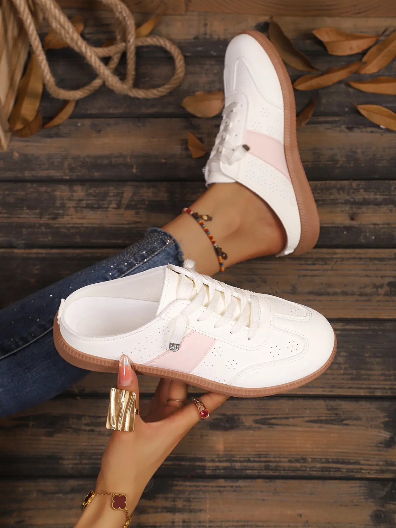 Women's Mules, PU Leather Mules, Breathable Sports Shoes, Slip-On Flat Sandals, Casual Half-Tab Shoes, Ventilated Summer Walking Shoes