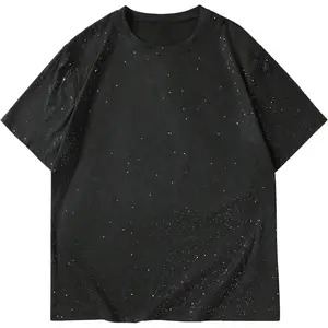 RoseSeek Men's Rhinestone Shirts Glitter Crewneck Short Sleeve Casual Summer Tops Tee Shirt