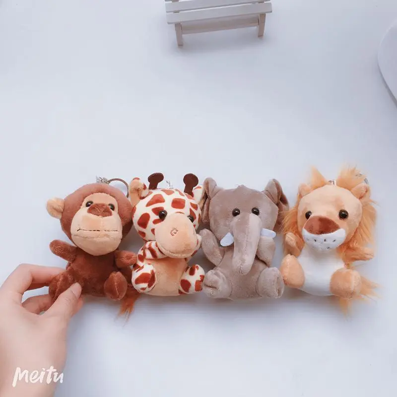 1PC Cute Stuffed Doll Jungle Brother Tiger Elephant Monkey Lion Giraffe Plush Animal Toy Best Gifts for Kids 10cm