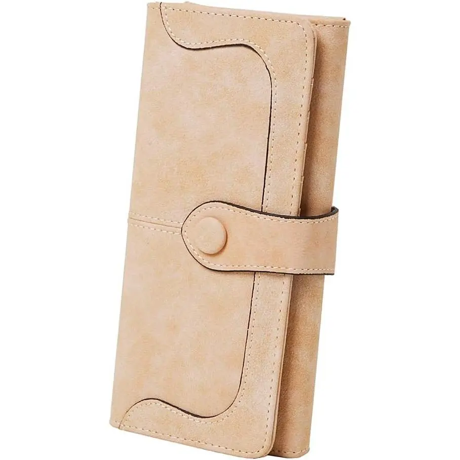 Women's Vegan Leather 17 Card Slots Card Holder Long Big Bifold Wallet