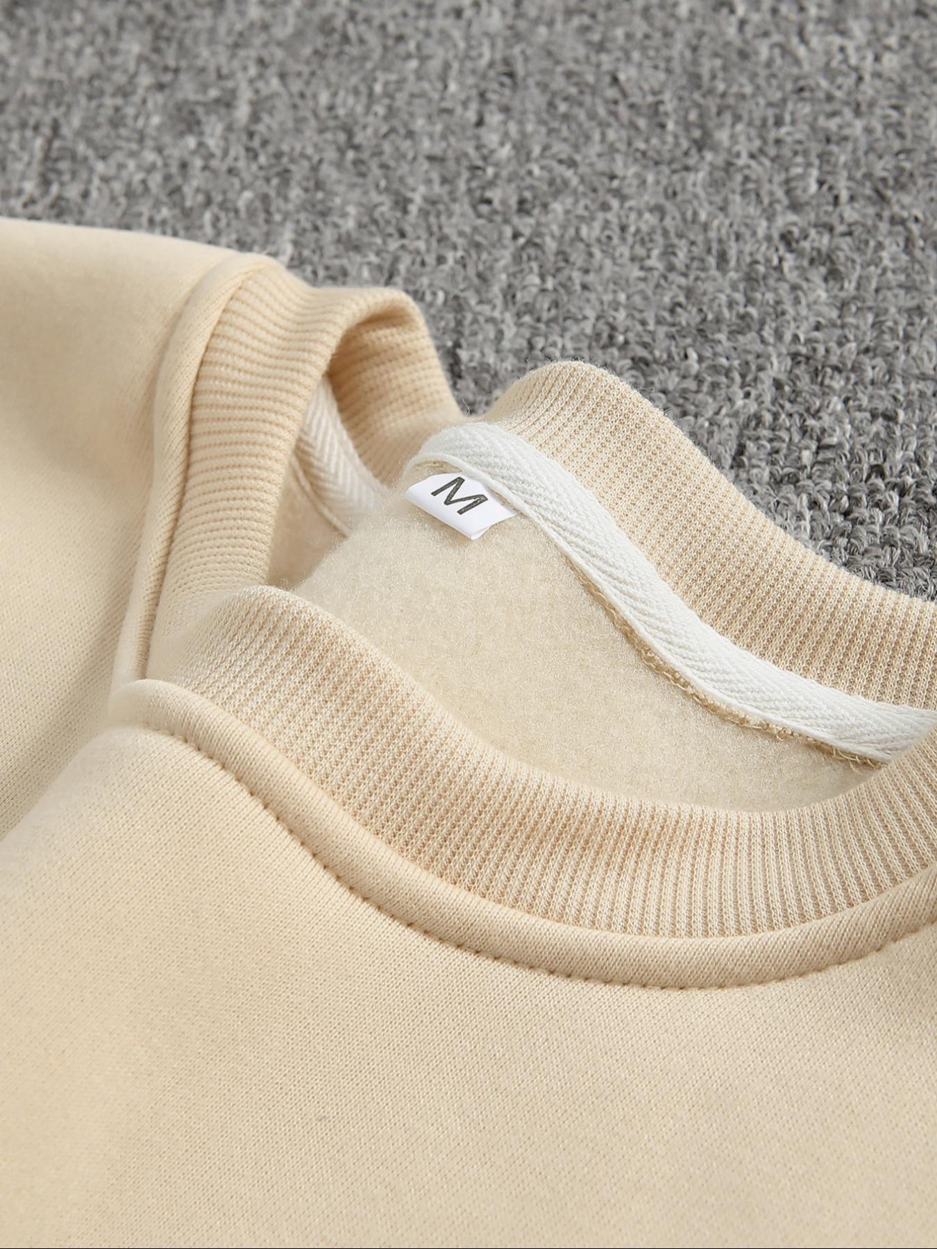 Men's Cat Print Drop Shoulder Thermal Lined Cute Cozy Sweatshirt, Regular Fit Casual Long Sleeve Round Neck Pullover for Fall & Winter, Fashion Men's Top for Daily Wear, Graphic Sweatshirts