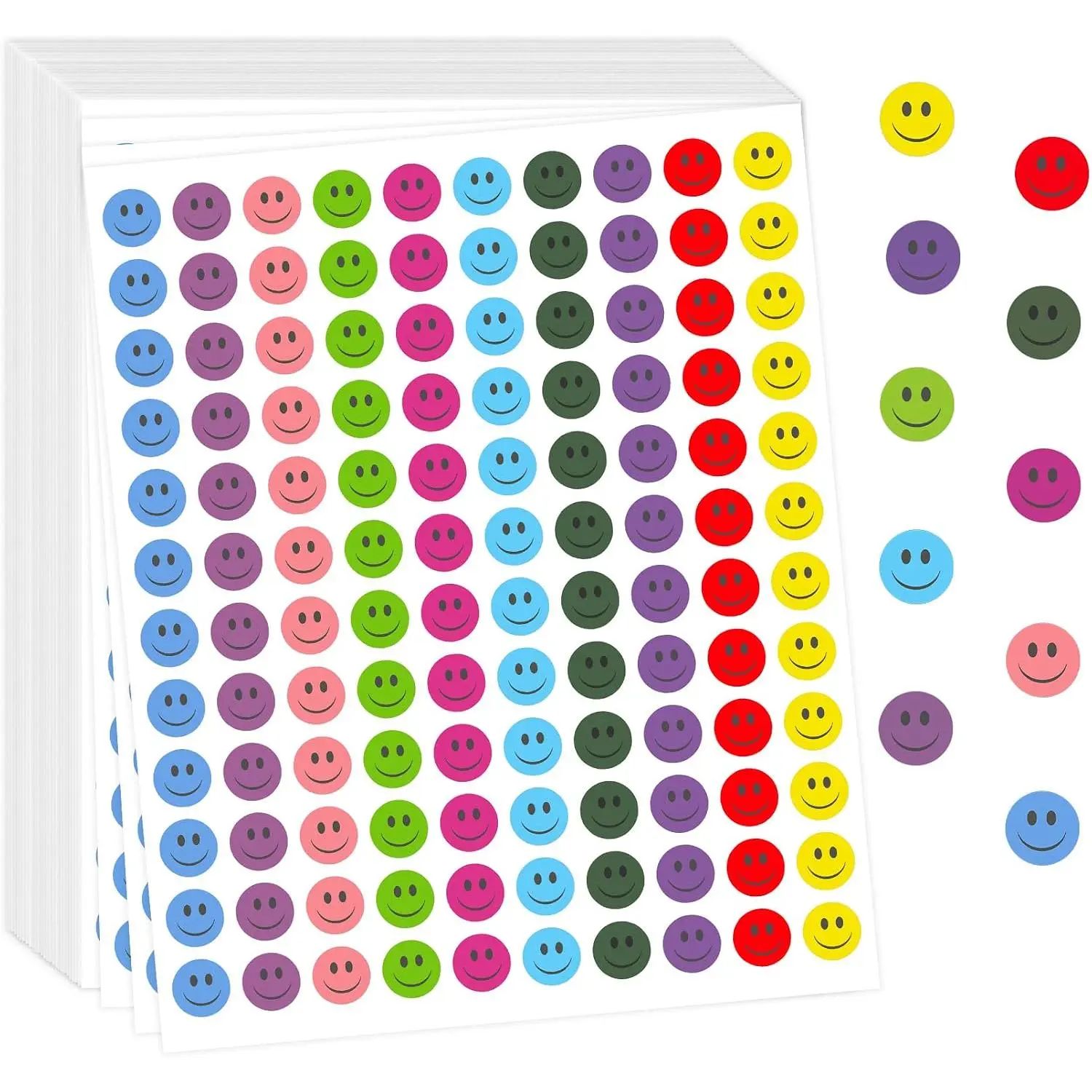 6000 count Smiling  Stickers, Small Happy  Stickers, 10 Colors Happy Faces Decal Sticker, Mini Incentive  Sticker for , Round Behavior Chart  for Students Teachers Supplies