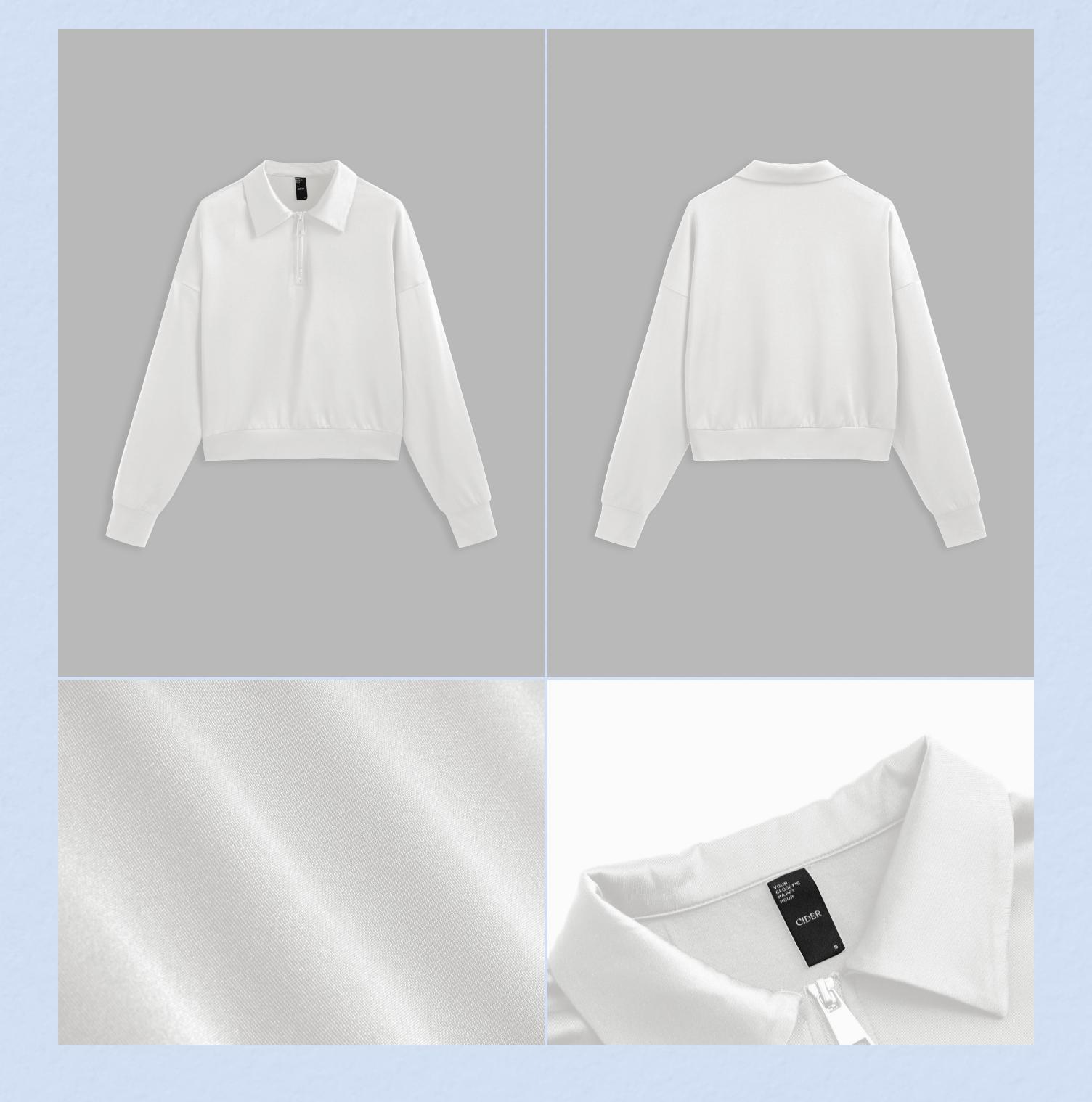 Cider [2 colors, size 2-26] Terry Collar Zipper Sweatshirt