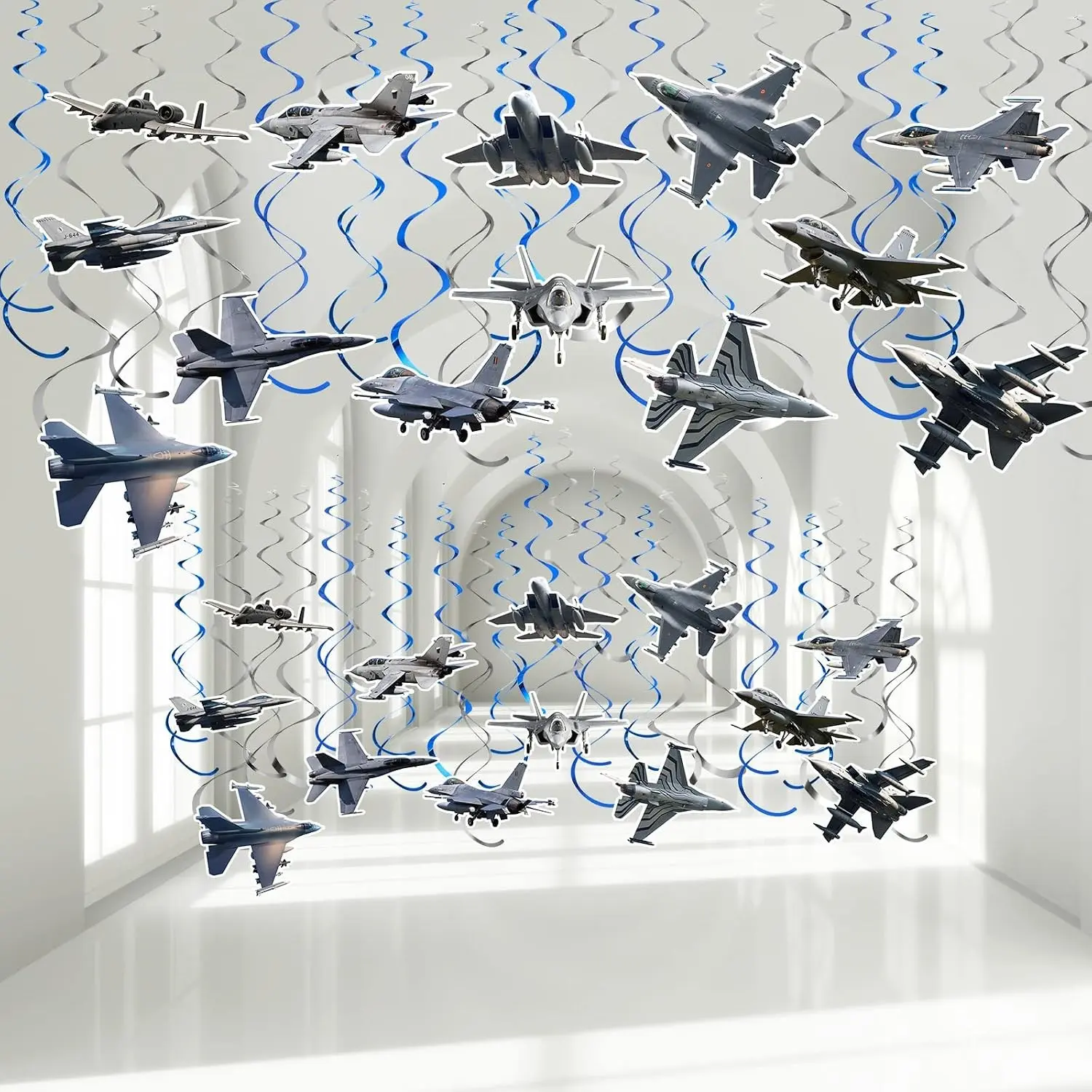 26 Pieces Airplane Hanging Swirl Decoration Cool Plane Swirl Streamers Aircraft Ceiling Streamer for Kids Birthday Baby Shower PartyGift