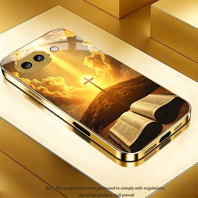 Bible cross pattern Protective phone case Mobile Phone Cover for Google Pixel 10A Light luxury gold glass texture phone case Smartphone Casing
