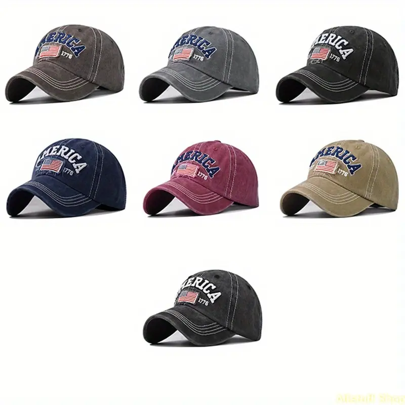 Patriotic Dad Hat for Women, Washed All Seasons Outdoor Sun Cap for Nation Pride Celebrations, American Flag, Female, Casual Outdoor Hat, Patriotic Baseball Cap, Adjustable Caps