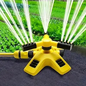 360 Degree Automatic Rotating Sprinkler, 3-Arm Rotary Irrigation Sprayer, Connectable Series Design, Durable Garden Watering Tool for Nursery Lawn Flower Irrigation
