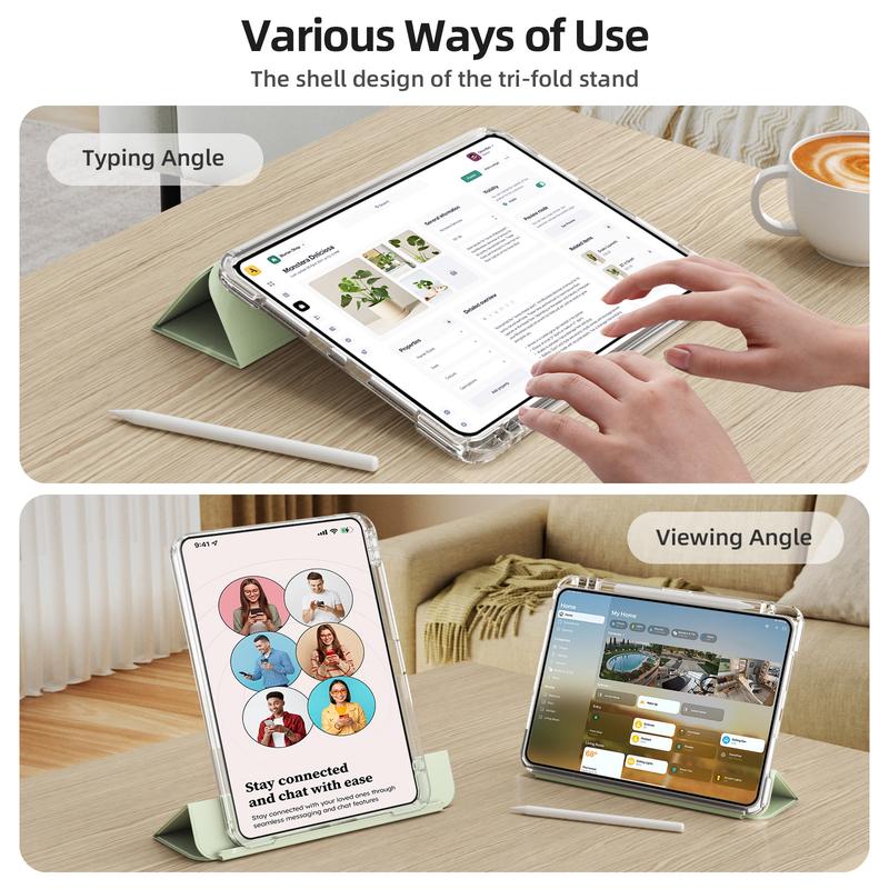 Clear Tablet Case with Pen Slot, 1 Count Auto Sleep/Wake Smart Tablet Protective Cover, Tablet Protector for iPad Pro 13 Inch (M4) Air 13 Pro 11 Inch