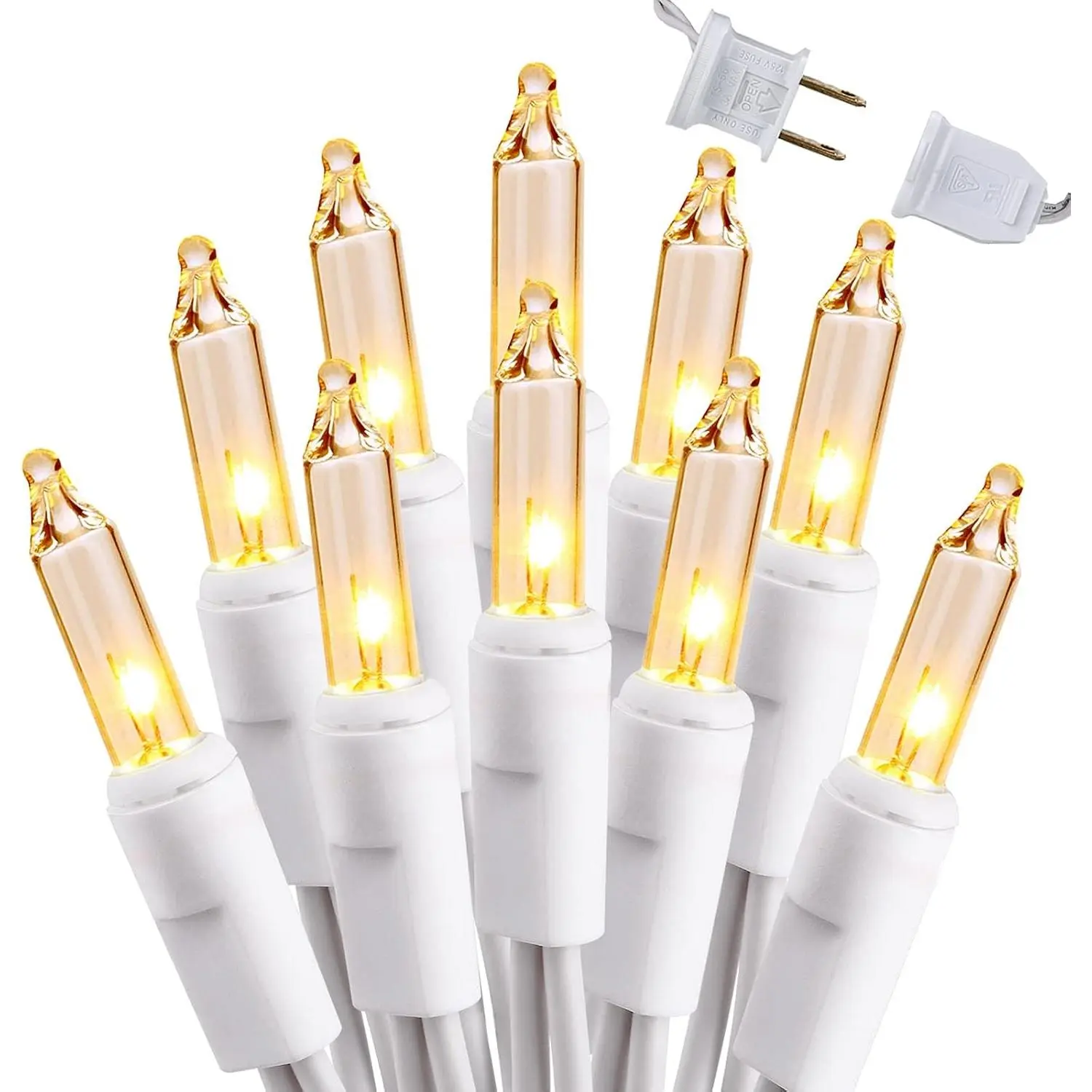 Clear Christmas Lights, 300 Count 69.6ft Incandescent White Lights String, Connectable 120V UL Certified Indoor/Outdoor White Light on White Wire for Room, Birthday, Wedding, Party, Warm White