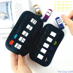 Large Capacity Portable USB Drive Storage Case, Protective U Shield Organizer Pouch. Durable compact digital accessory bag to keep flash drives sorted, great for office work, business travel, school use and daily electronic gadget arrangement.
