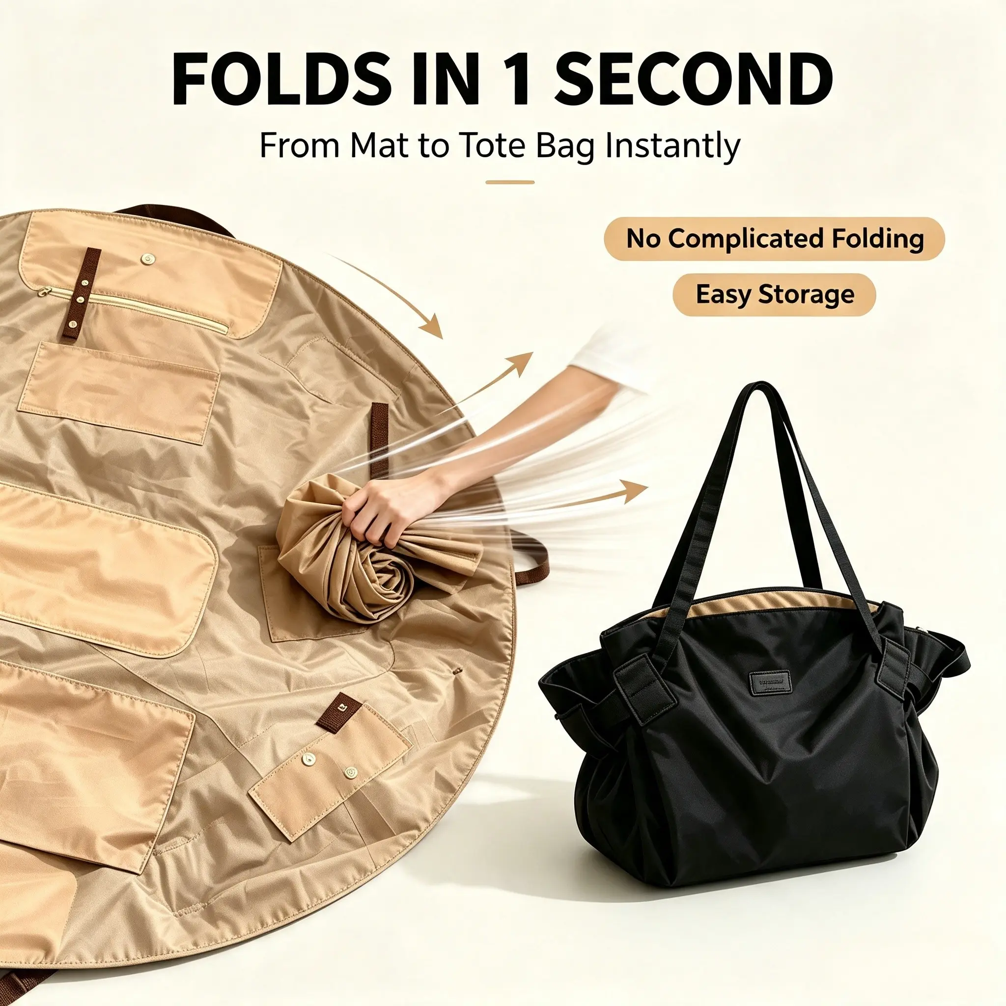 Instant Fold Oxford Cloth Tote Bag, Lazy Quick-Pack Convertible Shoulder Bag, Large Capacity Multiuse Carry Bag for Grocery Shopping, Travel & Daily Errands