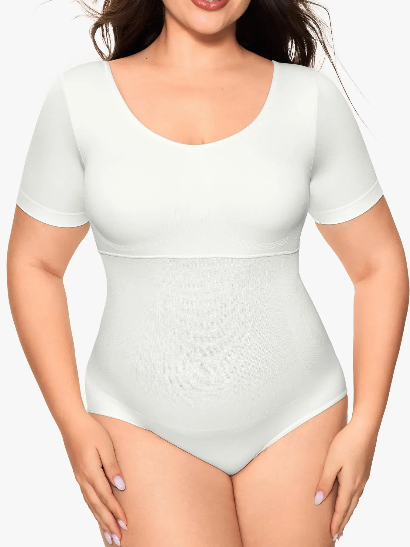 Women's Seamless Round Neck Shapewear Compression Bodysuit, Short Sleeve Comfortable Breathable Slimming Underwear, Casual All Season Wear