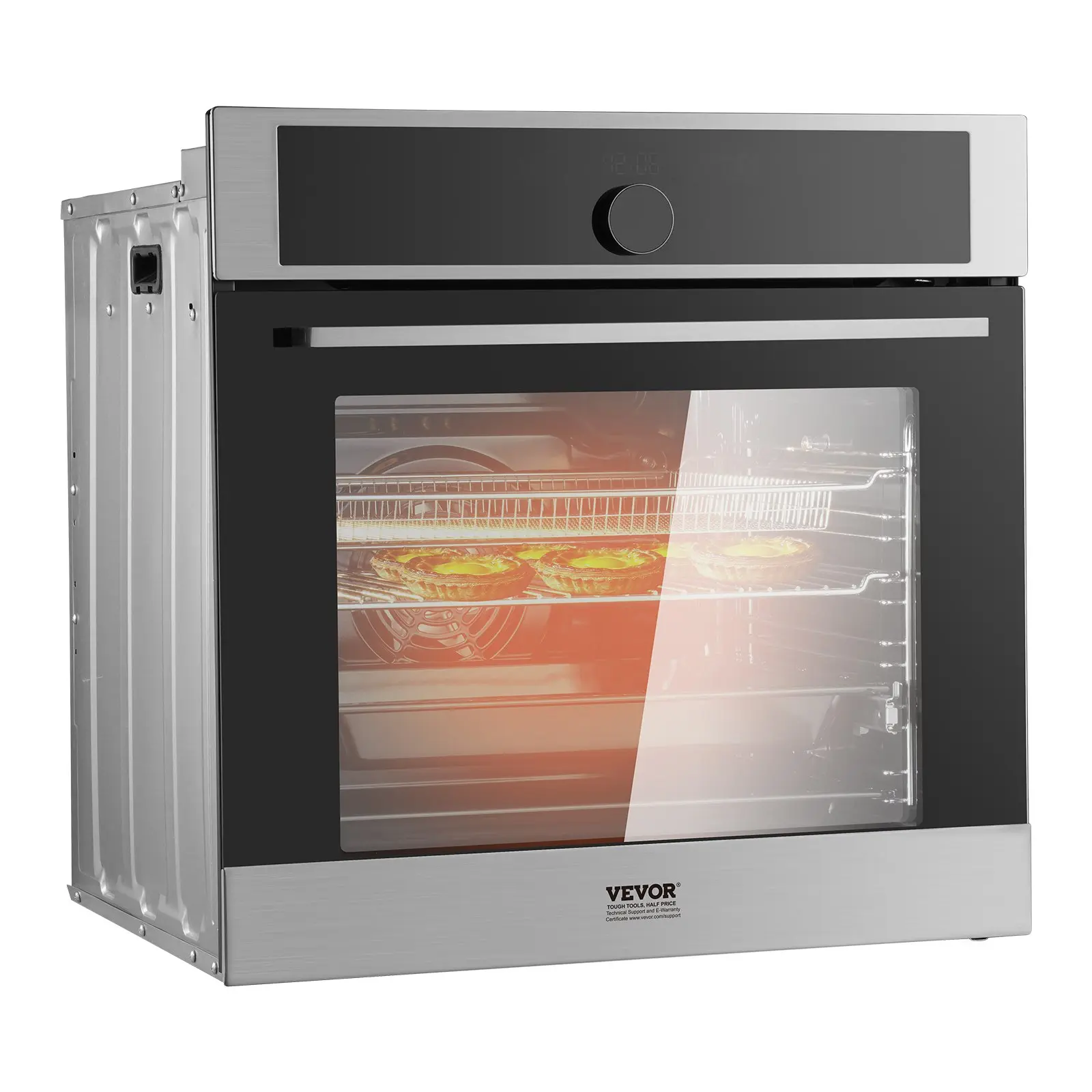VEVOR Single Wall Oven, 24" Electric Built-in Wall Oven with 16 Cooking Functions, 2.68 Cu. Ft Electric Wall Ovens with Timer, 3150W Electric Oven with Baking Rack and Tray, for Kitchen
