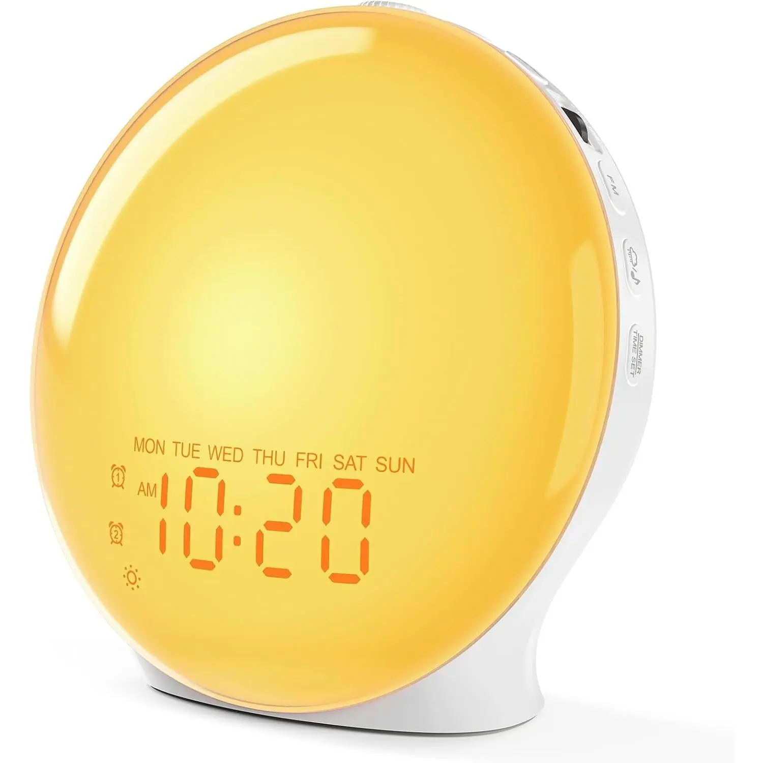 Full-Screen Wake Up Light Sunrise Alarm Clock, White Noise Machine for Heavy Sleepers, 25 Natural Sounds, Dual Alarms, FM Radio, 17 Dimmable Colors, Bluetooth Speaker for Bedrooms