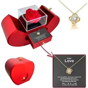 Preserved Real Rose with Necklace,Preserved Roses with Necklace,Forever Roses,Preserved Flowers,Gifts for Mom,Rose in A Box,Gifts for Mama,Mother