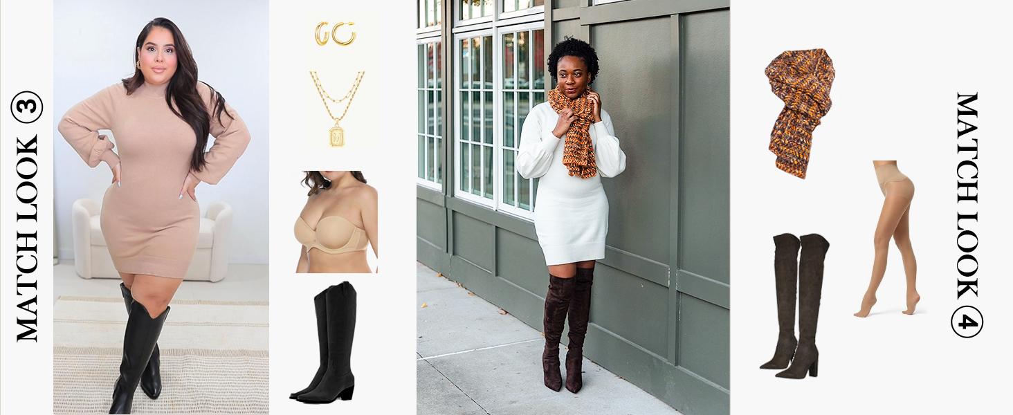 GRECERELLE Women's Mock Neck Ribbed Long Sleeve Bodycon Pullover Cute Mini Sweater Dress