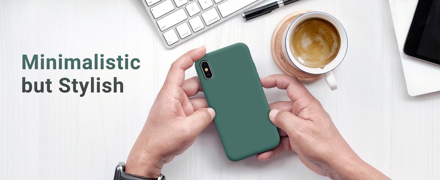 OTOFLY Compatible with iPhone Xs Max Case,Ultra Slim Fit iPhone Case Liquid Silicone Gel Cover with Full Body Protection Anti-Scratch Shockproof Case, [Upgraded Version] (Pine Green)