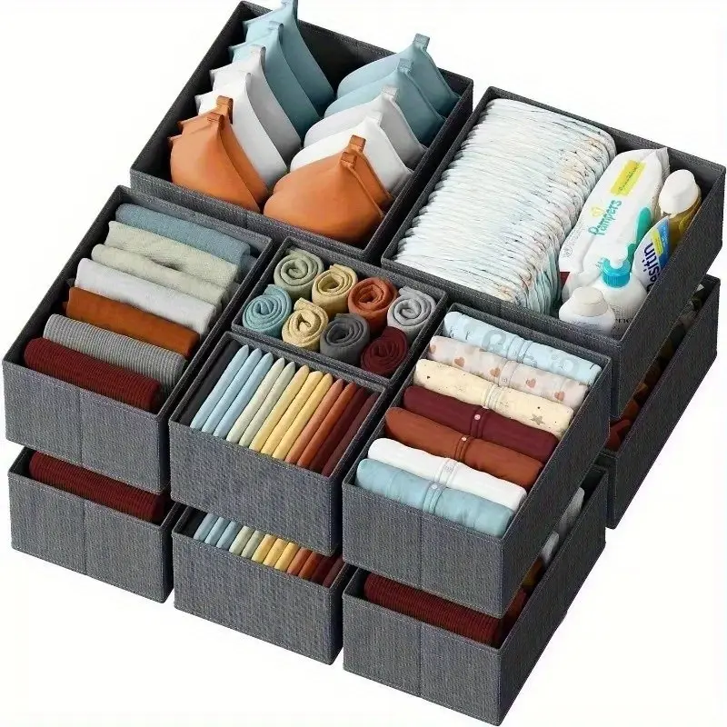 Set Of 6 Non-Woven Fabric Clothes Drawer Organizer Bins - And Bedroom Dresser Storage for S Clothing - Hand Washable Professional Organizer for Closet And Dresser, Clothes Organizer Storage
