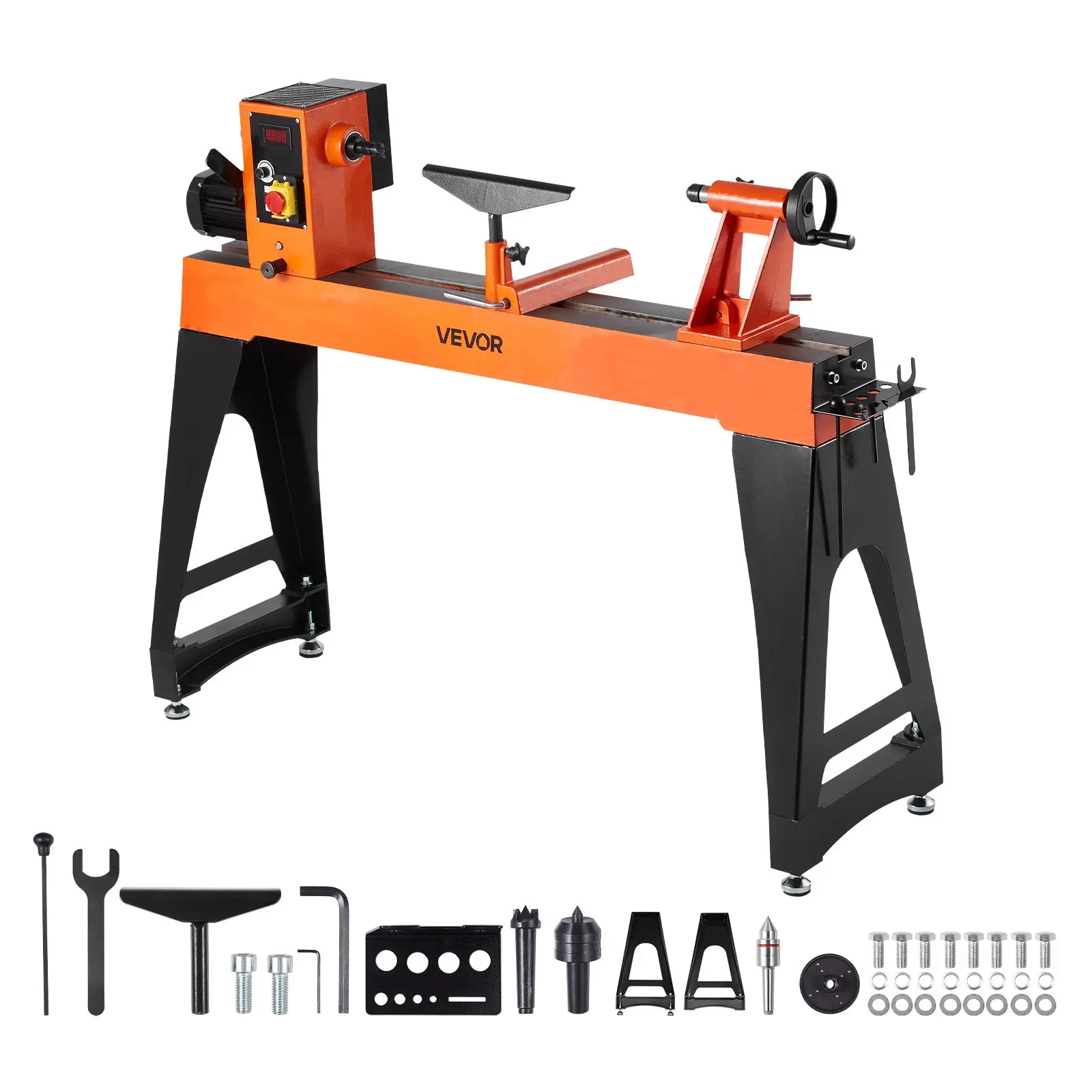 【toolupgrade】Woodworking Lathe, 2 HP, Wood Lathe Machine with 0 to 3200 RPM Variable Speed, 18x 40 in Workbench, Brushless DC Motor, Cast Iron Body, Tool Rest, for Medium to Large Projects Woodworking