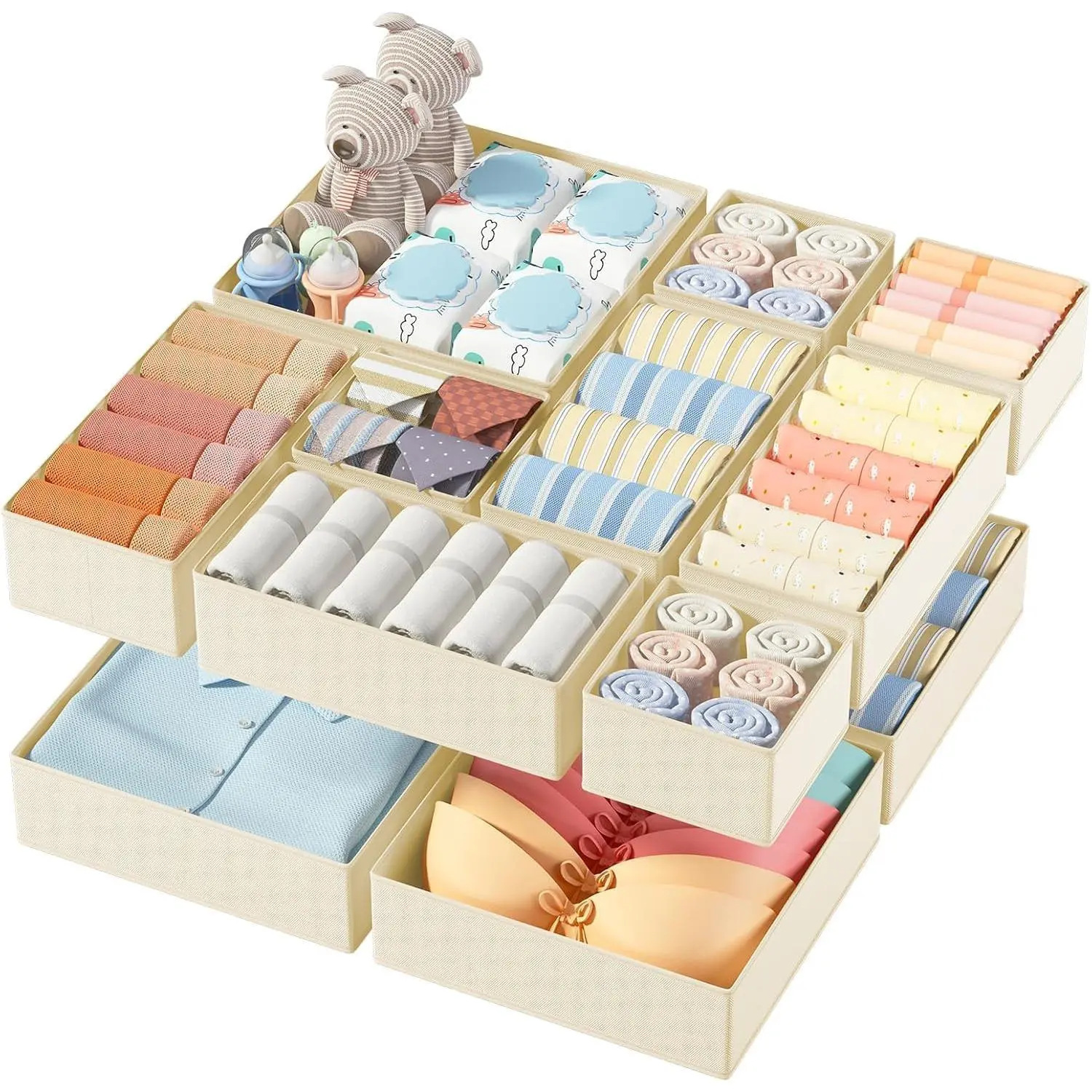 Drawer Organizer Clothes Storage- 18 Pack  Dresser Organizer for , Foldable Closet Drawer Organizer Bins for Bedroom Organization, Fabric Storage Dividers for Socks, Underwears, Bras