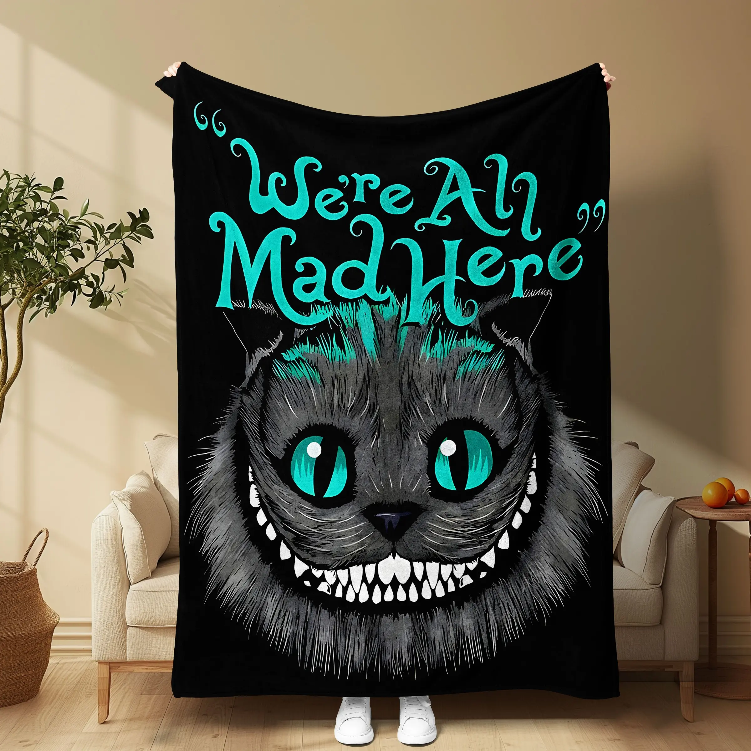 Base Blanket with Fluorescent Text, Soft and Smooth, Ideal for Home Decor, Office, Dorm, Lightweight and Portable