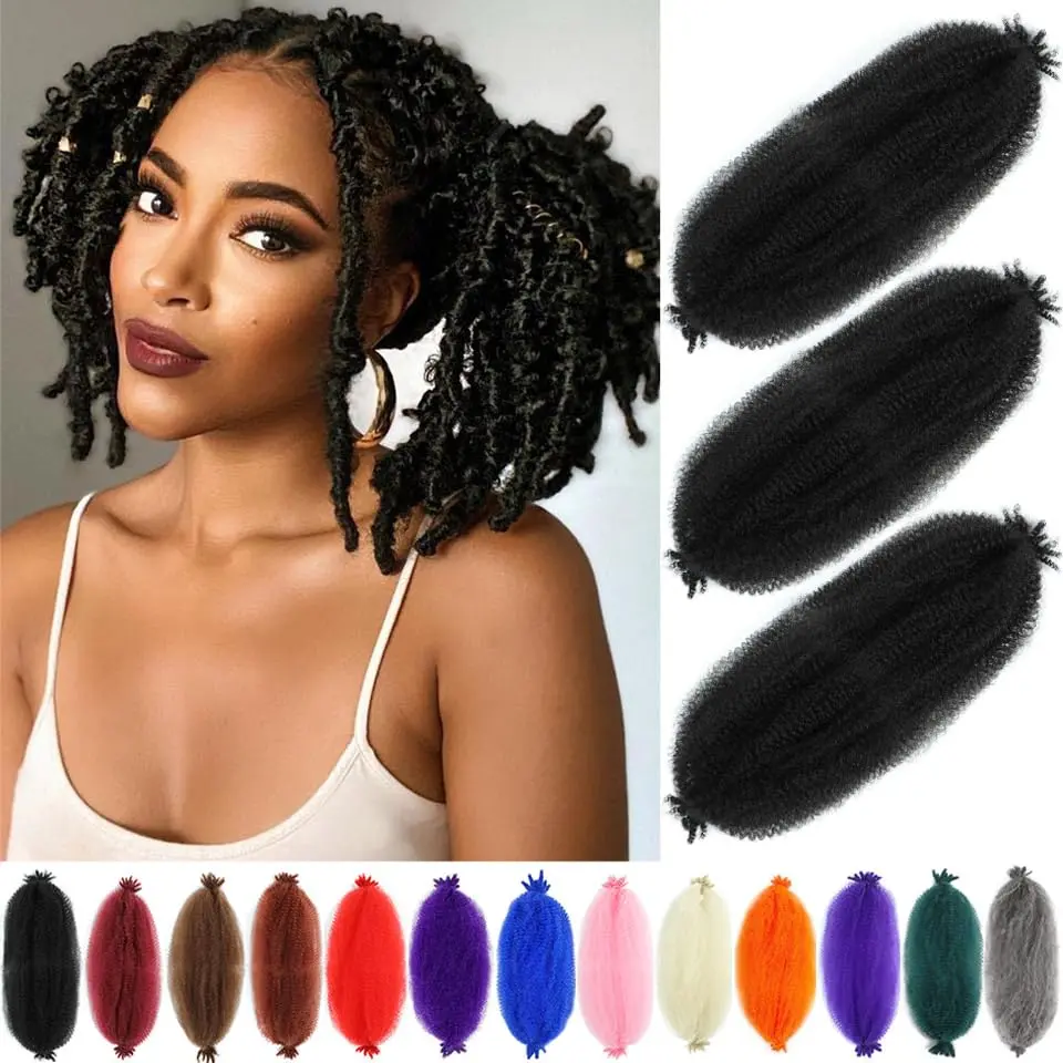 Marley Twist Braiding Hair 12 Inch 3 Packs, Springy Afro Twist Hair Pre Fluffed Spring Twist Hair Pre Separated Wrapping Hair for Soft Locs Hair Extensions
