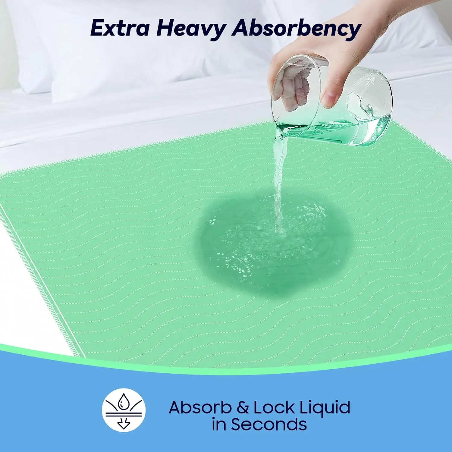 4 Pack 36" x 36" Extra Heavy Absorbency Washable Underpads, Waterproof Quick Drying Nursing Incontinence Reusable Washable Bed Pee Pads  Dogs, Diaper Changing & Adults, Green