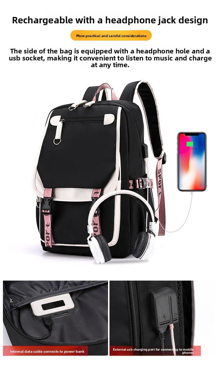 Cross-border Casual Korean Style Backpack Outdoor Large Capacity Junior High School Student Solid Color Simple Multi-layer Laptop Backpack