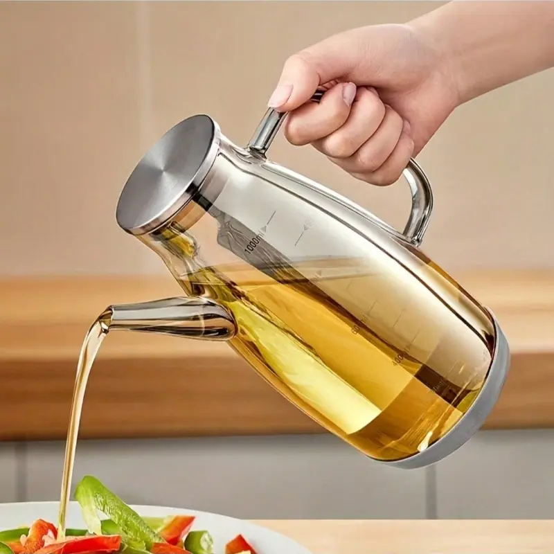 Large/Medium/Small Borosilicate Glass Fuel Pumps, High-Temperature Durable, Leak-Proof Kitchen Fuel Reservoirs with Non-Drip Spouts, Heavy-Duty Glass Oil Bottles for Cooking and Baking, Clear Measurement Markings, Oil Dispenser, Kitchenware
