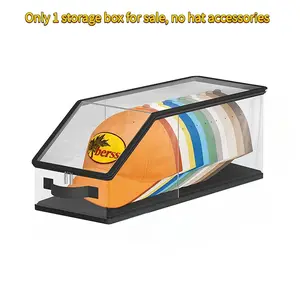 Transparent Hat Storage Box, Stackable Clear Hat Rack with Zipper Closure, Space-Saving Protective Case for Baseball Caps and Accessories