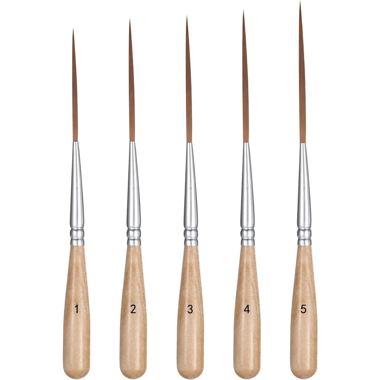 5 Pcs Long Liner Brushes Detail Paint Brushes Extra Long Fine Point Tip Pinstriping Scroll Outlining Brush for Artists Beginners Watercolor Acrylic Painting Marking Outlining Filling Creating Edge