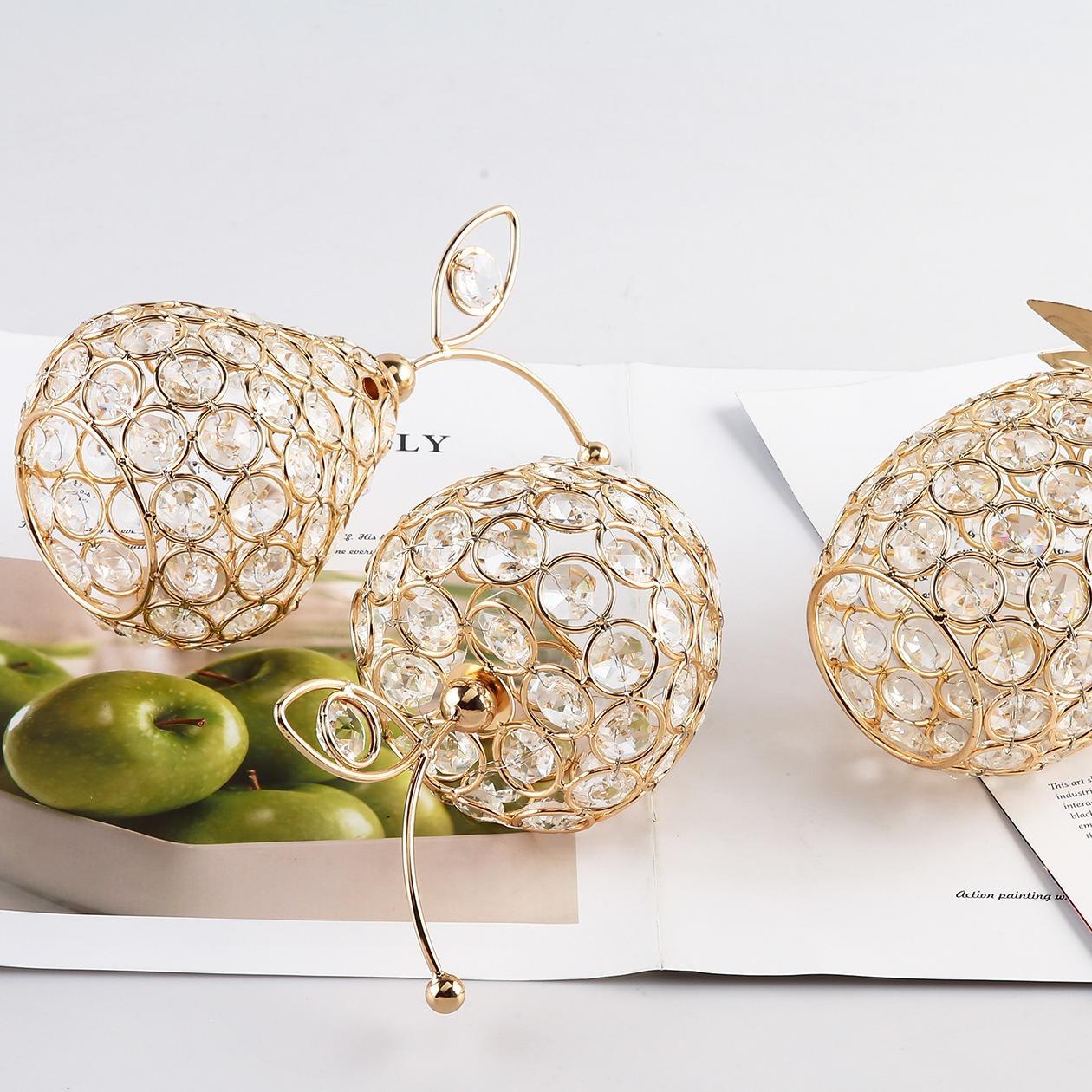 Creative Crystal Craft Fruit Ornament, Living Room Entryway Decor, Table Decoration, Apple, Pear, Pineapple Shapes Home Accent