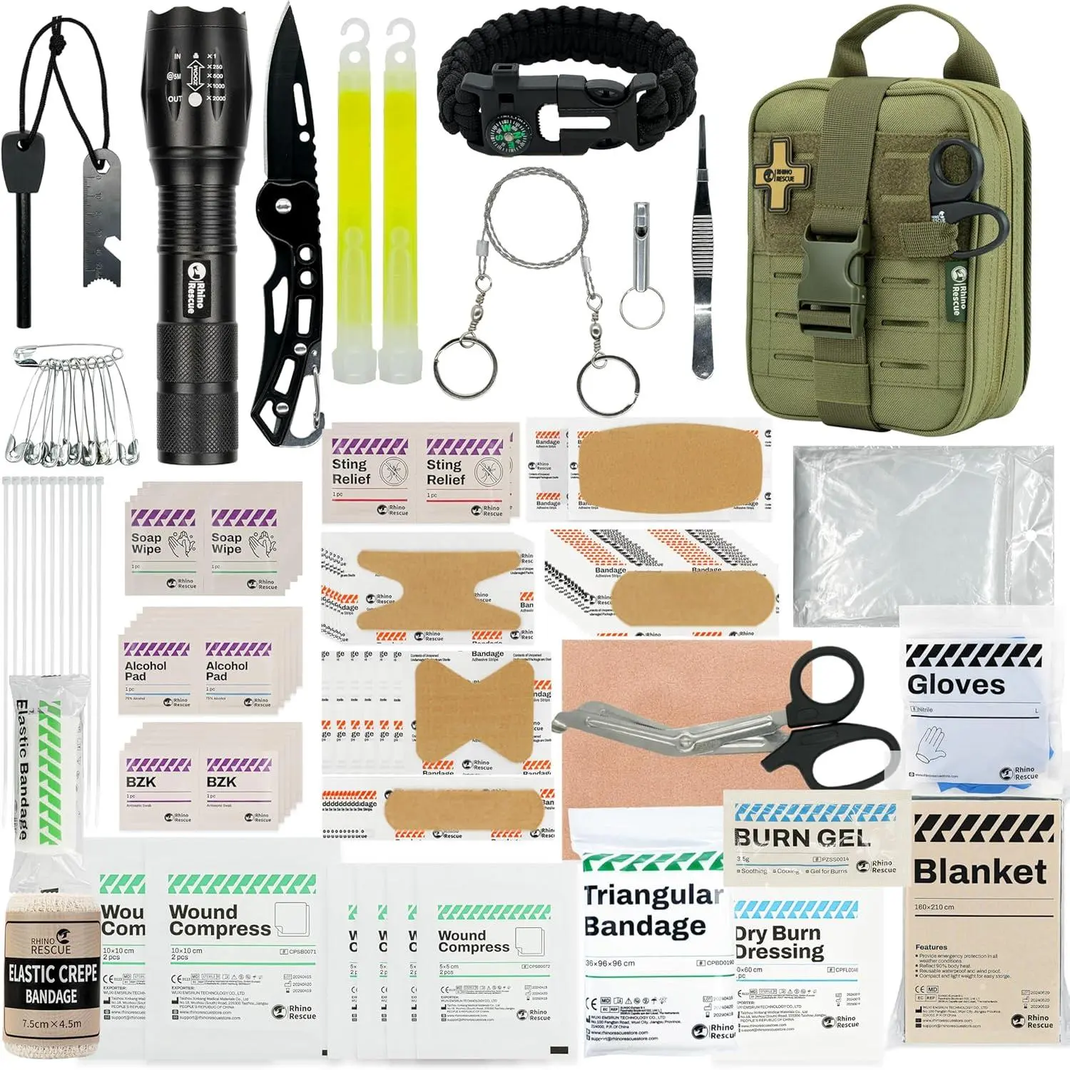 Survival First Aid Kit, HSA/FSA Eligible, Emergency Kit Molle Pouch IFAK Medical Kit  Vehicles Car Camping Backpacking Hiking Hunting