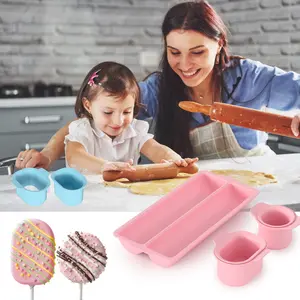 Abs Ice Cream Stick Lollipop Cake Mold Set, Creative Round Cutting DIY Baking Tools, Easy Release, Three-In-One Kit